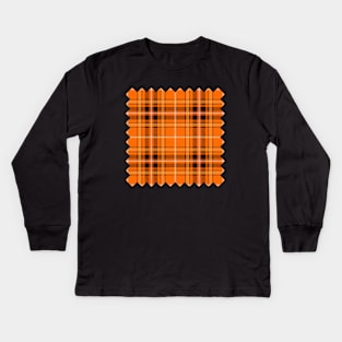 Halloween Orange Tartan Kids Long Sleeve T-Shirt